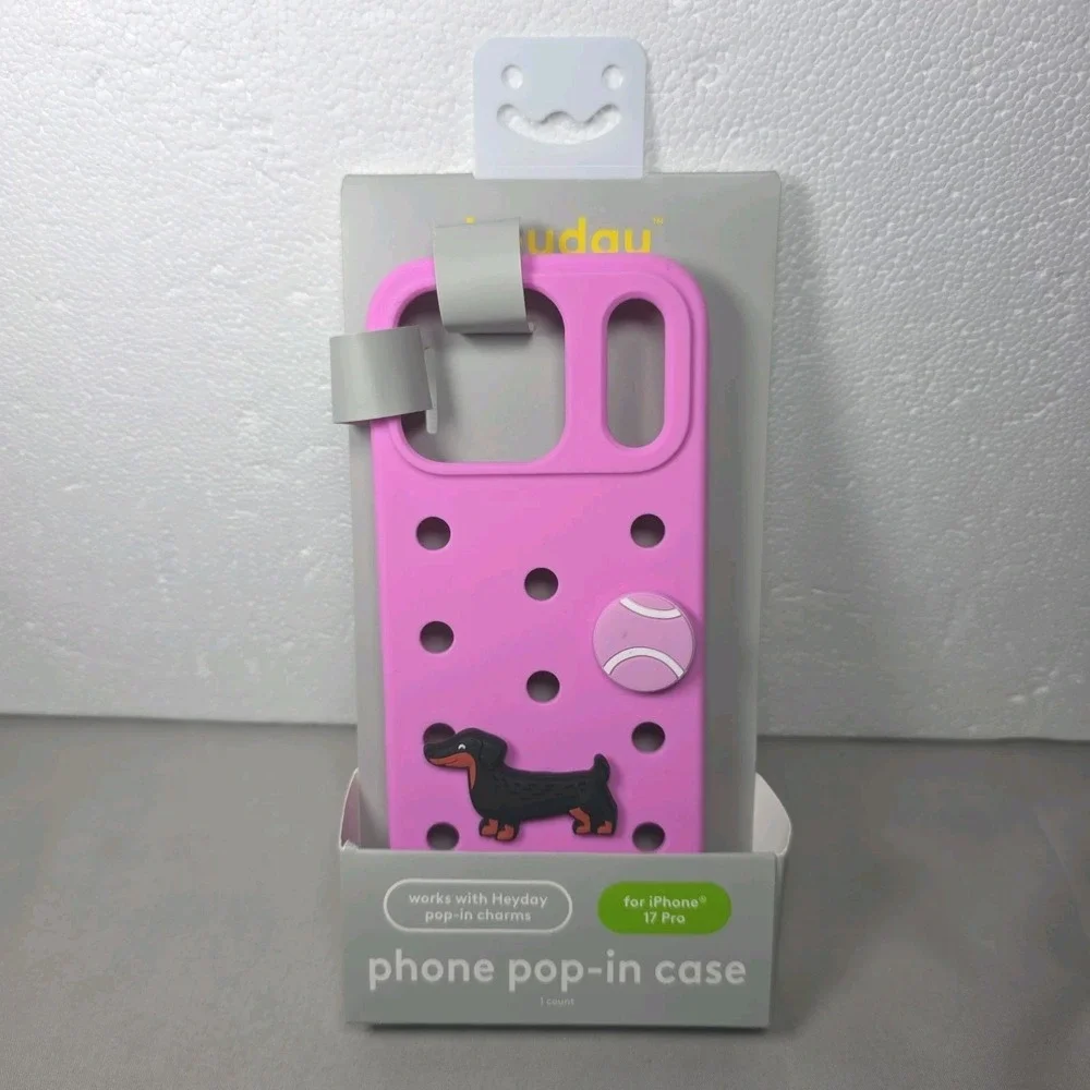 Heyday Pop In Phone Case iPhone 17 Pro Silicone Charms Dachshund Dog Pink